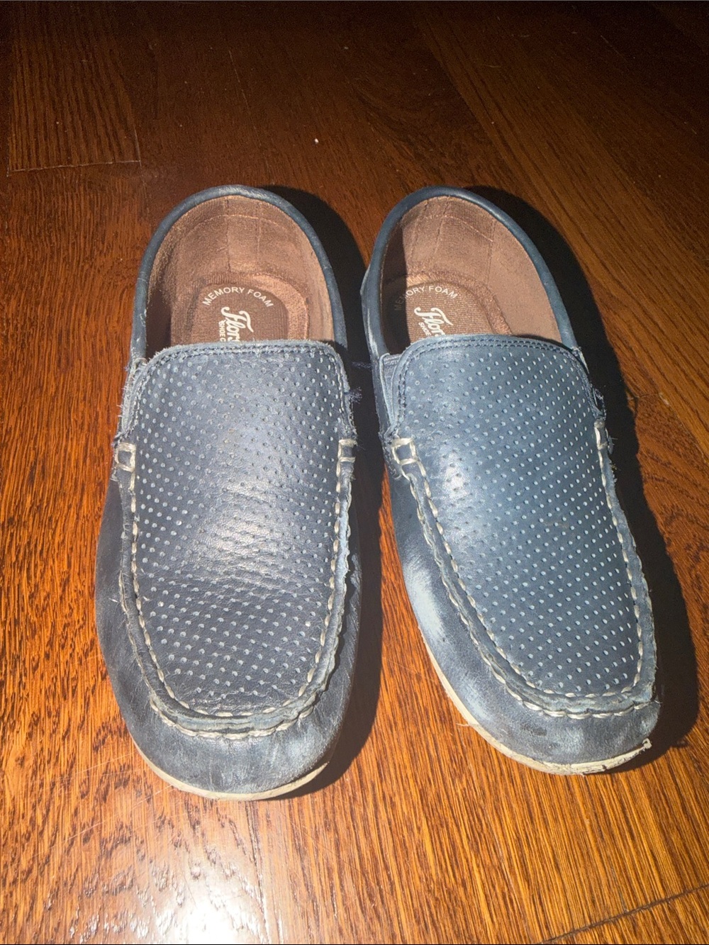 Boys Florsheim Navy Perforated Casual Loafers